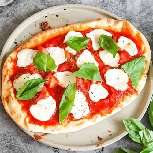 Margherita flatbread fresh from the kitchen