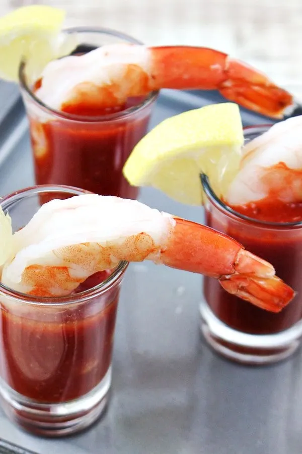 Shrimp cocktail served in glasses