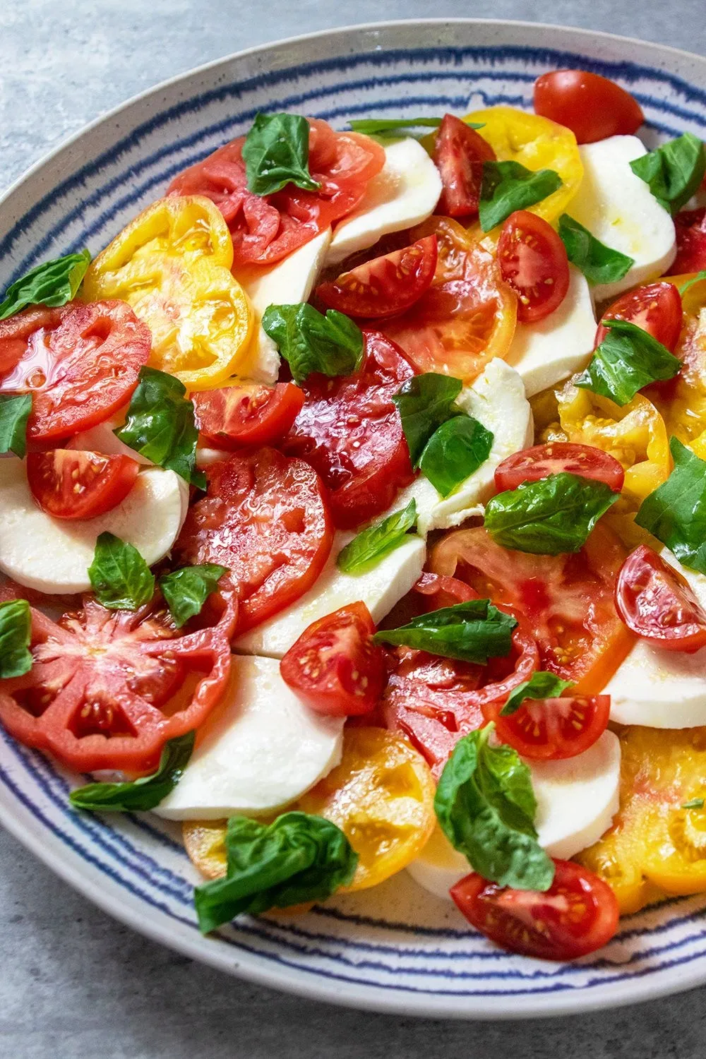 Caprese salad with heirloom tomatoes and mozzarella